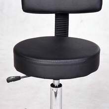 Taburete Rodante, Taburete de Trabajo, Taburete Cosmético, Taburete Giratorio, Taburete Profesional para Salón en Sitio - Negro + Cuero regenerado - Ver 5