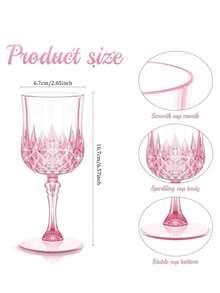 12/6/1pc Vintage Embossed Reusable Wine Cups, Durable Cups, Juice Cups, Transparent Plastic Champagne Cups, Transparent Plastic Champagne Flute Cups, Suitable For Parties, Vintage Embossed Reusable Plastic Cups, Juice Cups Suitable For Parties & Weddings - Multicolor - View 9