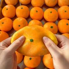1pc Handmade Crunchy Orange Ball, Malleable Non-Rebound Muscle-Relaxing Creative Round Fruit Squishy Toy, Back To School/Crunchy Squish/Crunchy Squishy Toy - Multicolor - View 2