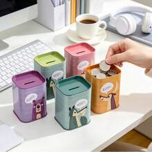 Celengan Logam Motif Kartun Beruang, Rusa, dan Serigala Kreatif, Kotak Penyimpanan Koin yang Dapat Digunakan Kembali, Celengan Meja Ringan, Cocok Sebagai Hadiah Ulang Tahun Liburan untuk Pekerja Kantoran Dewasa, Aksesori Dekorasi Kantor Rumah - MultiWarna - View 7