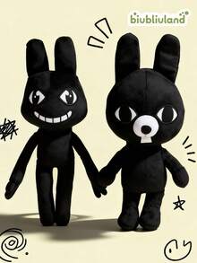 BIUBLIULAND Boneka Plush Monster Lucu 11,8 Inci, Boneka Plush Hewan Kelinci Lembut, Boneka Gaya Unik dan Menyenangkan Bergaya Vintage, Cocok untuk Dekorasi Meja Kamar dan Hadiah Ulang Tahun Anak-Anak - Hitam - View 1