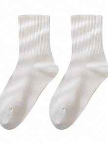 1/5/10/20 Pairs Solid Color Pattern Bidirectional Neutral Couple Sports Socks, Mid-Calf Socks, Boat Socks, Spring/Summer Holiday Gift, Valentine's Day, Women's Socks, Boyfriend Gift - Multicolor - View 4