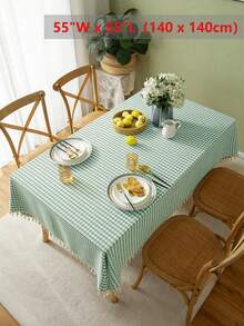 Modern Spring/Summer Minimalist Plaid Tassel Tablecloth, Suitable For Picnic, Party, Restaurant, Kitchen, Cafe, Dining Table, Daily Decoration - Multicolor - View 22