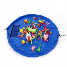 Alfombra de juego redonda para niños, bolsa de almacenamiento portátil con cordón, alfombra de juego plegable e impermeable para la sala de juegos del bebé, alfombra de almacenamiento rápido para bloques de construcción - Multicolor - Ver 13