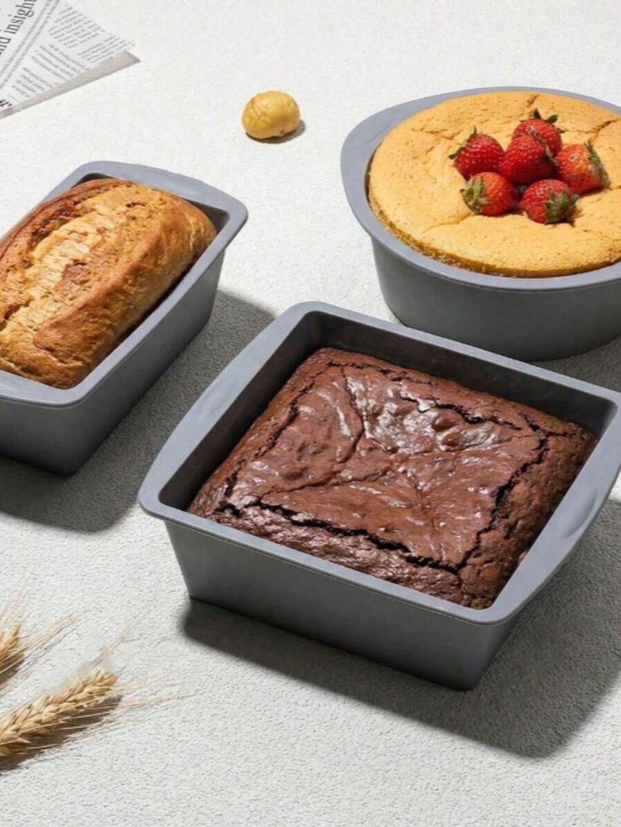 1/3 buah Set Peralatan Kue Silikon - Cetakan Kue Bulat dan Persegi, Cetakan Roti Anti Lengket Cocok untuk Pizza, Tahan Panas dan Mudah Dibersihkan - Set Peralatan Kue Liburan - MultiWarna - View 1