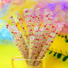 24pcs Reusable Fruit & Heart Print Straws, Assorted Patterns For Birthday Party Supplies, Birthday, Wedding, Bridal/Table Decor And Holiday Celebrations - Multi-color-24pcs - View 13