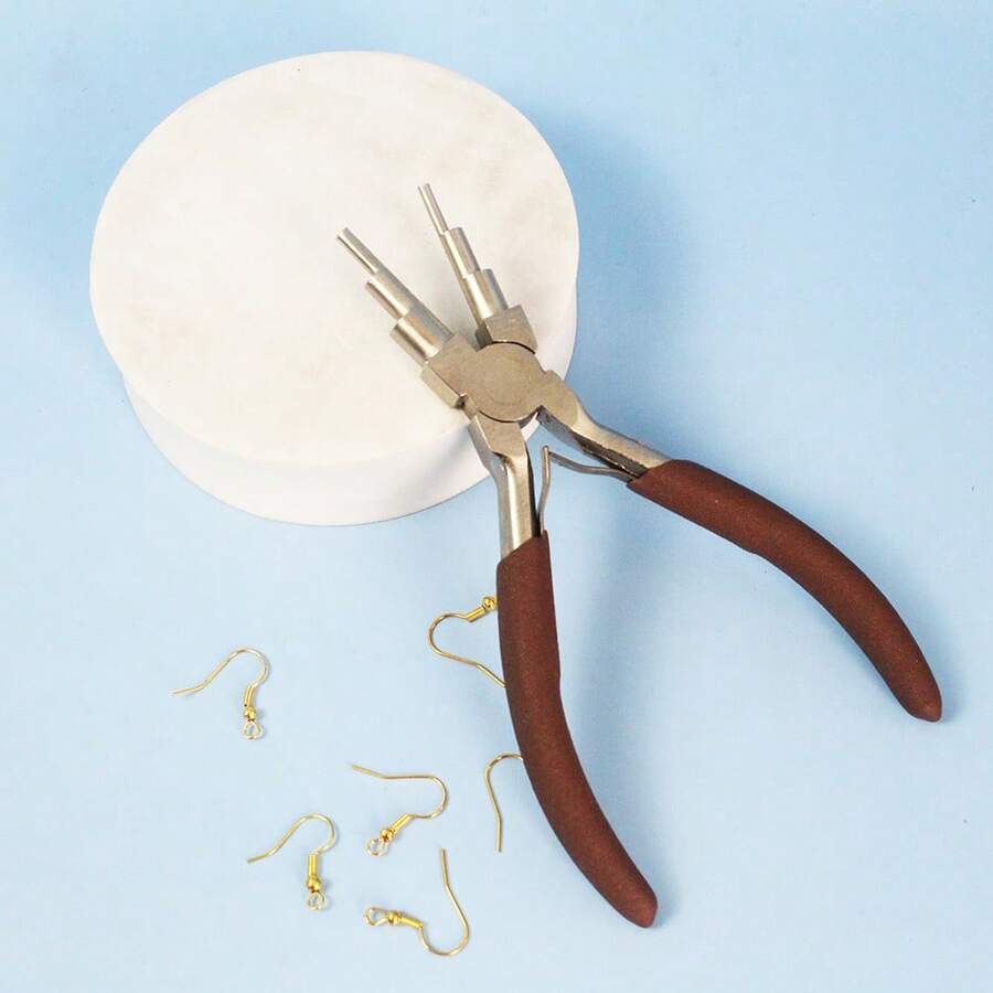 suli 5.9" Carbon Steel Jewelry Pliers - Round & Needle Nose For 3-10mm Rings DIY Wire Looping & Bail Making Professional Craft Tool