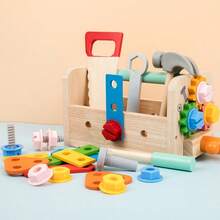 Solid Wood Multi-Functional Detachable Tool Workbench, Children's Gear & Nut Assembly Engineering Simulation Hands-On Educational Toy - Multicolor - View 7