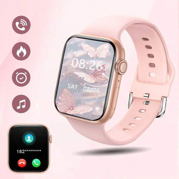 NcmRyu 1 pieza Correa de silicona rosa de 1.44"/1.83" Reloj electrónico multifuncional con pantalla táctil para estudiantes mujeres, con varios modos deportivos, control de fotos, notificaciones de aplicaciones sociales, adecuado para regalos, deportes, escuela y talla grande