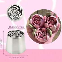 Set Ujung Pipa Rusia Ekstra Besar, Nozel Hiasan Kue Bunga Mawar dari Baja Tahan Karat, Alat Dekorasi Krim Mentega Profesional untuk Ornamen Krim Kue, Pembuatan Pola Bunga, Kue Kering, Makaron, dan Semua Dekorasi Makanan Penutup Buatan Sendiri - MultiWarna - View 2