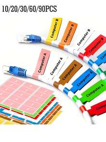90/60/30/20/10PCS Waterproof Cable Labels, Wearcable Management Labels, Writable Cable Organizer, Self-Adhesive Cable Labels In Multiple Random Colors, Laser Printer Printable,Cable Fixers, Office Supplies, Teacher Supplies Labels - Multicolor - View 1
