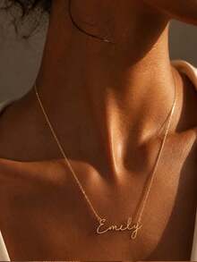 Kalung Nama Kustom, Kalung Nama Tulisan Tangan yang Dipersonalisasi, Perhiasan Minimalis dari Baja Tahan Karat, Cocok untuk Pemakaian Sehari-hari, Pesta, Ulang Tahun, Hari Jadi, Hadiah Natal untuknya - Multiwarna 1 - View 2