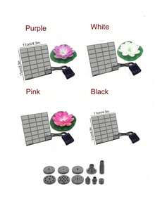 1pc Solar Powered Lotus Fountain Combination Design (No Light), Solar Fountain Bird Bath Pump, Garden Decor, Pond, Swimming Pool, Christmas Halloween Outdoor Decoration - Multicolor - View 11