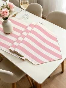 1pc,Crafted Table Runner,Bohemian Style,Simple Striped Pattern Triangular Table Runner,Pointed Asymmetrical Table Runner,Microwave Dust Cover,Protective Cover,Rectangular Tablecloth,Washable,Suitable For Home Dinner,Coffee Table,Kitchen And Dining Room Decor,Dining Table Decoration Party And Scene Decoration,Home Decor,Outdoor Patio Table Runner Decoration,Entryway Decoration,Fireplace Cloth Decoration - Pink - View 9