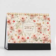 1 Stück Frischer Blumen 2D Cover 2027 Tischkalender, geeignet für tägliches Büro, Schule, Unternehmen, hilft Ihnen bei der Zeitplanung und Monatsplanung. Exquisites Design, 12 Monate klar dargestellt von Januar bis Dezember, begleitet Sie durch jeden schönen Moment, ein durchdachter kleiner Helfer für die Planung von Leben und Arbeit. - Tischkalender - Übersicht 12