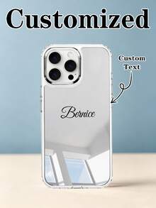 1 buah Casing Ponsel dengan Nama Kustom, Pelindung Cermin Akrilik Definisi Tinggi Tahan Guncangan, Kompatibel dengan Seri 11/12/13/14/15/16/16 Pro/16 Plus/16 Pro Max/16e, Hadiah Luar Biasa untuk Teman dan Keluarga - Clear - View 2