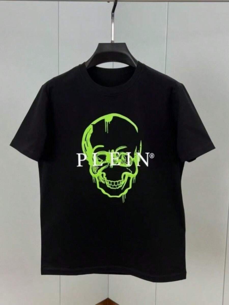2026 Early Spring New With The Same Skull Printed Short-SLeesved T-Shirt High-Quality Luxury Brand Selling Popular Tee Tops - 黑色 - 查看 1