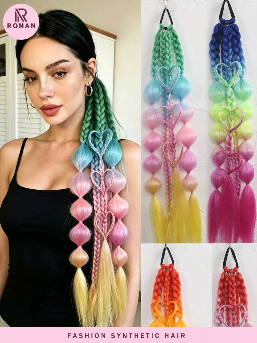 Trenzas de Burbuja Retorcidas de Colores Mixtos Hechas a Mano de 24 Pulgadas - Extensiones de Cabello Estilo Vacaciones para Mujeres, Versátiles para Todos los Tipos de Cabello