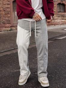 Men's Spring/Autumn Colorblock Outdoor Casual Pants, Versatile Daily Home Office Camping Long Pants Sports - Light Grey - View 1