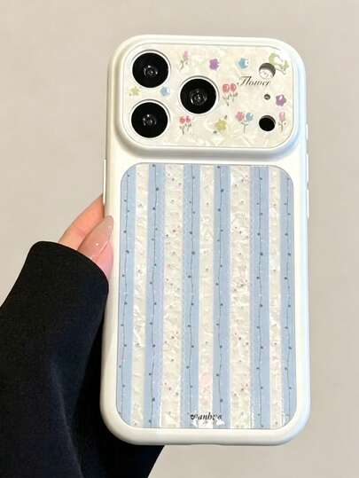 1pc Floral Shell Pattern Shockproof Protective Phone Case Compatible With IPhone 17 Pro Max, 16, 15