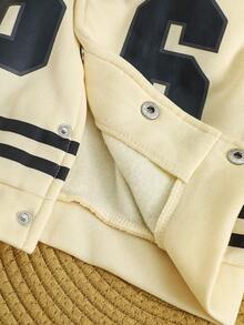 Boys Casual Sports "66" Number Graphic Long Sleeve Hoodie + Pants 2 Pieces Set, Autumn/Winter - Champagne - View 6