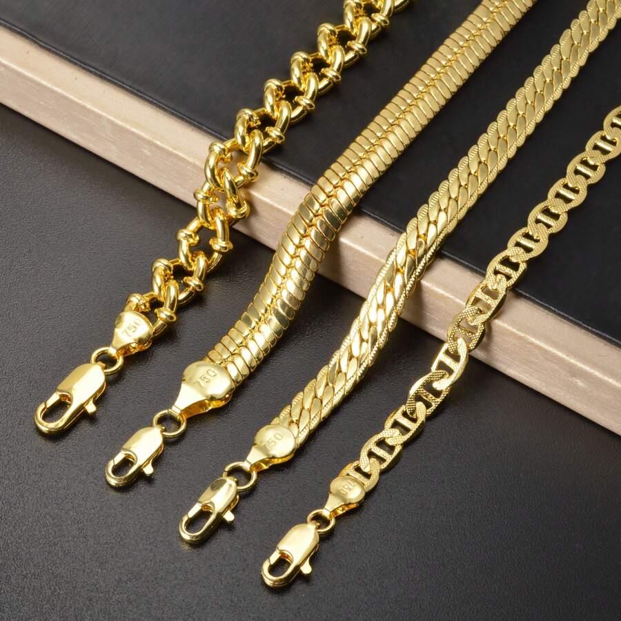 Vintage Minimalist 18K Copper Gold Plated 750 Italian Braided Bracelet, Unisex, Suitable For Daily And Party Wear, Fashionable Layering Accessory - Gold - View 1