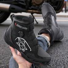 Novas Botas de Motocicleta Casuais Femininas, Adequadas para Combate, Sapatos de Motocicleta da Moda, Sapatos para Montar, com Fivela Giratória, Sapatos de Motocicleta com Cabedal de PU - Branco e preto - Visão 5