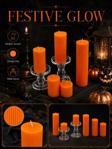 1pc Dark Orange Cylindrical Scented Candle, Diameter 1.97 Inches (1.97-7.87 Inches Optional), Suitable For Atmosphere Creation, Home Decor, Party, Table Setting, Desk Decoration, Halloween, Halloween Decor, Halloween Gift - Multiple Specifications - View 3