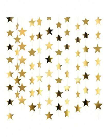 1/2/10pcs Glitter Star Garland Banners, Gold & Shiny Silver Paper Wreath Hanging Decor, Shiny Silver Star Triangle Flag Banners Background, Glitter Star Hanging, Suitable For Photography Props,Wall Decor, Halloween, Christmas Birthday Party Supplies