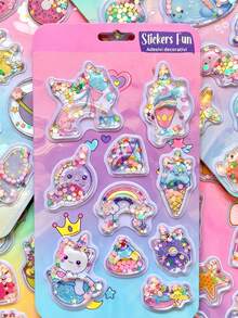 彩色 3D 環氧樹脂貼紙，防水、可重複使用、可移除、自黏式，高品質樹脂材質，適用於裝飾手機、手機殼、筆記本電腦、PC、平板電腦和文具（筆記本、計畫書、日誌、日記、剪貼簿），也適用於馬克杯、保溫杯和冰箱 - 多色[款式/底卡隨機] - 查看 4
