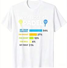 Almacén local, camiseta unisex de 100 % algodón, manga corta, diseño paddle personnalisée: Pourquoi je perds au paddle, cuello redondo, corte relajado - Blanco - Ver 2