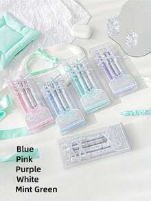 4pcs Soft Ribbon Gel Pen Set, Ballet Pen Style, 0.38mm/0.5mm Ballpoint Tip, Quick-Dry Black Ink, Smooth Writing, Back To School Gift - Multi Colors - View 9