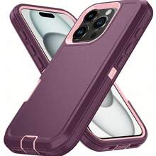 Anti-Drop Anti-Shock Anti-Wear Full Body Protection Phone Case, Durable And Sturdy, 3-In-1 Protective Case Compatible With Iphone, Galaxy And Other Phones - Wine Pink - View 14
