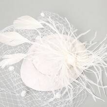 1pc Vintage Elegant Veil Hair Accessory With Feathers And Mesh, Suitable For Bridal Photography And Themed Party Headpiece - A - View 4