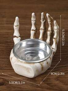 3pcs Halloween Skeleton Hand Candle Holder, Eerie Decor, Suitable For Halloween, Escape Room, Puzzle Games, Movie Props, Create Holiday Atmosphere, Tabletop Decoration, Candle And Aromatherapy Base - Skull Candle Holder - View 5