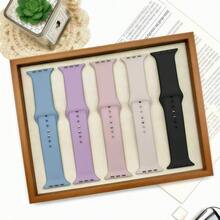Lot de 5 bracelets de montre de sport respirants, en silicone élastique, compatibles avec les Apple Watch Series 11, 10, 9, 8, 7, 6, SE, SE2, SE3, Ultra 2 et 3 (38 mm/40 mm/41 mm/42 mm/44 mm/45 mm/46 mm/49 mm). Accessoires de fitness pour un mode de vie actif. Cadeau idéal pour vos proches. - 5 pièces lavande/bleu brume/gris rose/lumière étoilée/noir - Voir 8