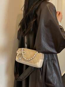 Women's New Spring Fashion Quilted Chain Handbag, Small Square Crossbody Bag, Versatile - Khaki - View 5