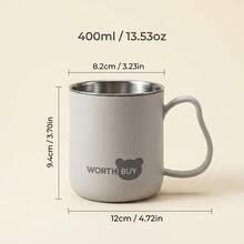 304不鏽鋼平底咖啡杯，耐摔雙層杯，附手柄塑膠杯，可重複使用牛奶茶杯，適合學生、學校、辦公室 - 彩色 - 查看 13
