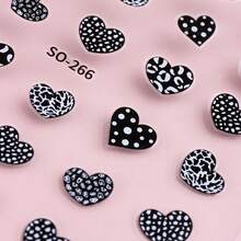 2pcs 3D Black White Brown Heart-Shaped Leopard Print Nail Stickers, Animal Leopard Print Footprint Stickers, Nail Supplies Stickers, Holographic Self-Adhesive DIY Nail Decoration - Multicolor - View 8