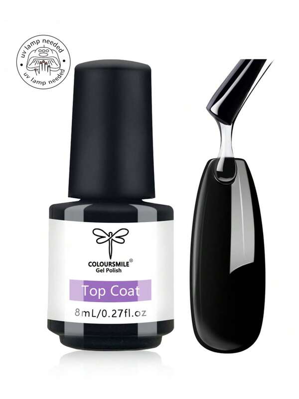 No-Wipe High Gloss Long-Lasting Clear Top Coat Gel, Suitable For Acrylic Nails, Use With UV/LED Lamp, Perfect For DIY Home Manicure And Summer Nail Salon
