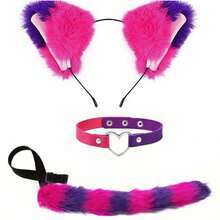 Set Telinga & Ekor Hewan Halloween, Bando Telinga Kucing Anime, Bando Telinga Kucing Buatan Tangan, Aksesori Ekor Rubah, Set Telinga & Ekor Hewan Cosplay dengan Kalung Lonceng - MultiWarna - View 40