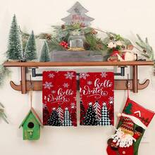 2/4/48pcs Christmas Series Red Background Winter Pine Tree Pattern Printed Kitchen Towels - Ultra Soft, Highly Absorbent Polyester Dishcloths And Hand Towels, Perfect For Holiday Decor, Kitchen Decor, Party Decor - Multicolor - View 9