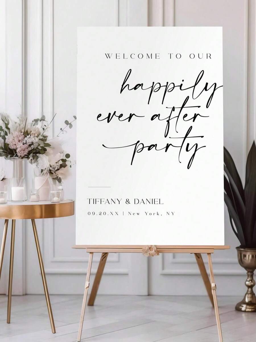 Custom Wedding Welcome Sign, Custom Plaque, Wedding Plaque, Personalized Plaque, Personalized Welcome Sign, Party Gift, DIY Party Entrance Sign, Upload Your Photo, Suitable For Birthday, Retirement, Wedding Party And Home Decor, Photo Welcome Sign, Elegant Photo Wedding Welcome Sign Template, Welcome Board, Wedding Photo Collage, Modern Welcome Sign, Printable Wedding Reception Poster - Multicolor - View 1