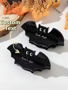 1/2pcs Customized Halloween Bat Hair Claw Clip, Personalized Dark Party Halloween Bat Hair Claw - Multicolor - View 1