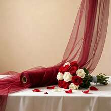 1 Rolle Tüll Hochzeits-Hintergrund, mehrere Längenoptionen, geeignet für DIY Brautparty, Geburtstag, Halloween und Weihnachtsdekoration, perfektes Valentinstag- und Brautgeschenk, Hochzeitsbogen Hängestoff, Veranstaltungsdekoration, minimalistisches Design, hochwertiges handgefertigtes Netzmaterial, geeignet für DIY Tutu, Geschenk-Schleifen, Hochzeitsfeier Dekoration - Rotwein - Übersicht 2