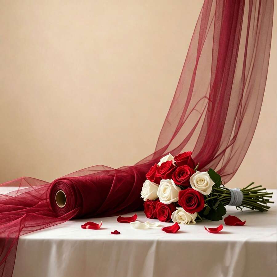 1 Rolle Tüll Hochzeits-Hintergrund, mehrere Längenoptionen, geeignet für DIY Brautparty, Geburtstag, Halloween und Weihnachtsdekoration, perfektes Valentinstag- und Brautgeschenk, Hochzeitsbogen Hängestoff, Veranstaltungsdekoration, minimalistisches Design, hochwertiges handgefertigtes Netzmaterial, geeignet für DIY Tutu, Geschenk-Schleifen, Hochzeitsfeier Dekoration
