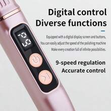 可充電式數位顯示美甲磨甲機，附11個拋光頭與20個磨砂環，美甲卸除工具，適用於去除繭皮與死皮，居家與美甲沙龍前處理用，300mAh - 彩色 - 查看 4