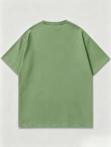 Holly Wood Hills Orange Sunset Distressed Desert Vintage Tee, Oversized 180g Relaxed Cotton, Road Trip Travel Outfit For Men - 淺綠色 - 查看 4