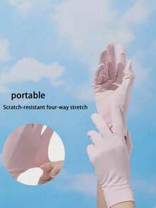 1 Pair Women's Summer Thin Breathable Open-Finger Sun Protection Gloves, Outdoor Cycling Driving Sports Use, Flip-Over 2-Finger Sun Protection - A - View 2