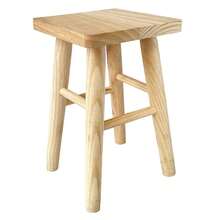 Taburete Cuadrada de Madera Natural, Silla Banqueta Cuadrada 3 Tamaños - Altura de 34 cm - Ver 3